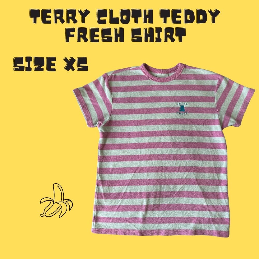 🟡 Teddy Fresh Terry Striped Shirt | Pink & White | Size XS 🟡